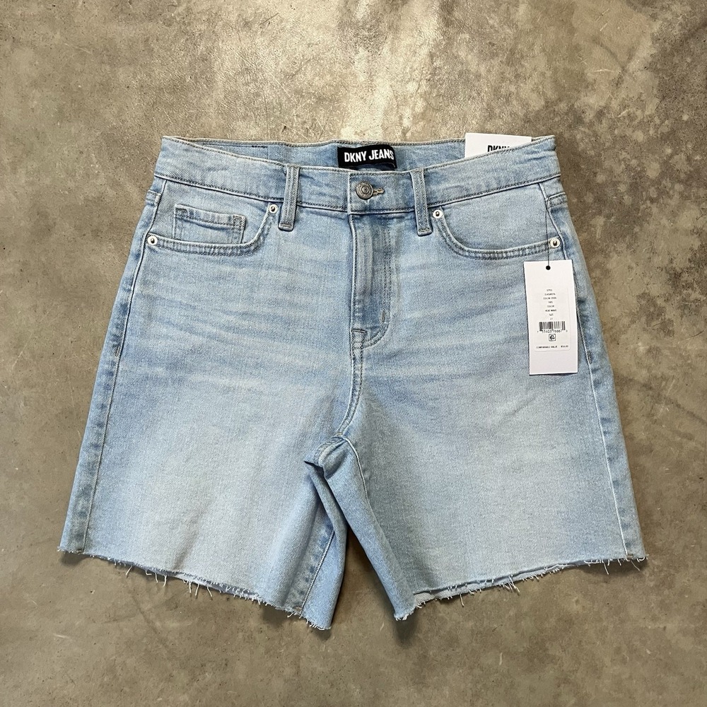 DKNY Jeans Shorts Womens Sz 27 Blue Heat Wave Mid Rise Relax Fit DJ4S8026